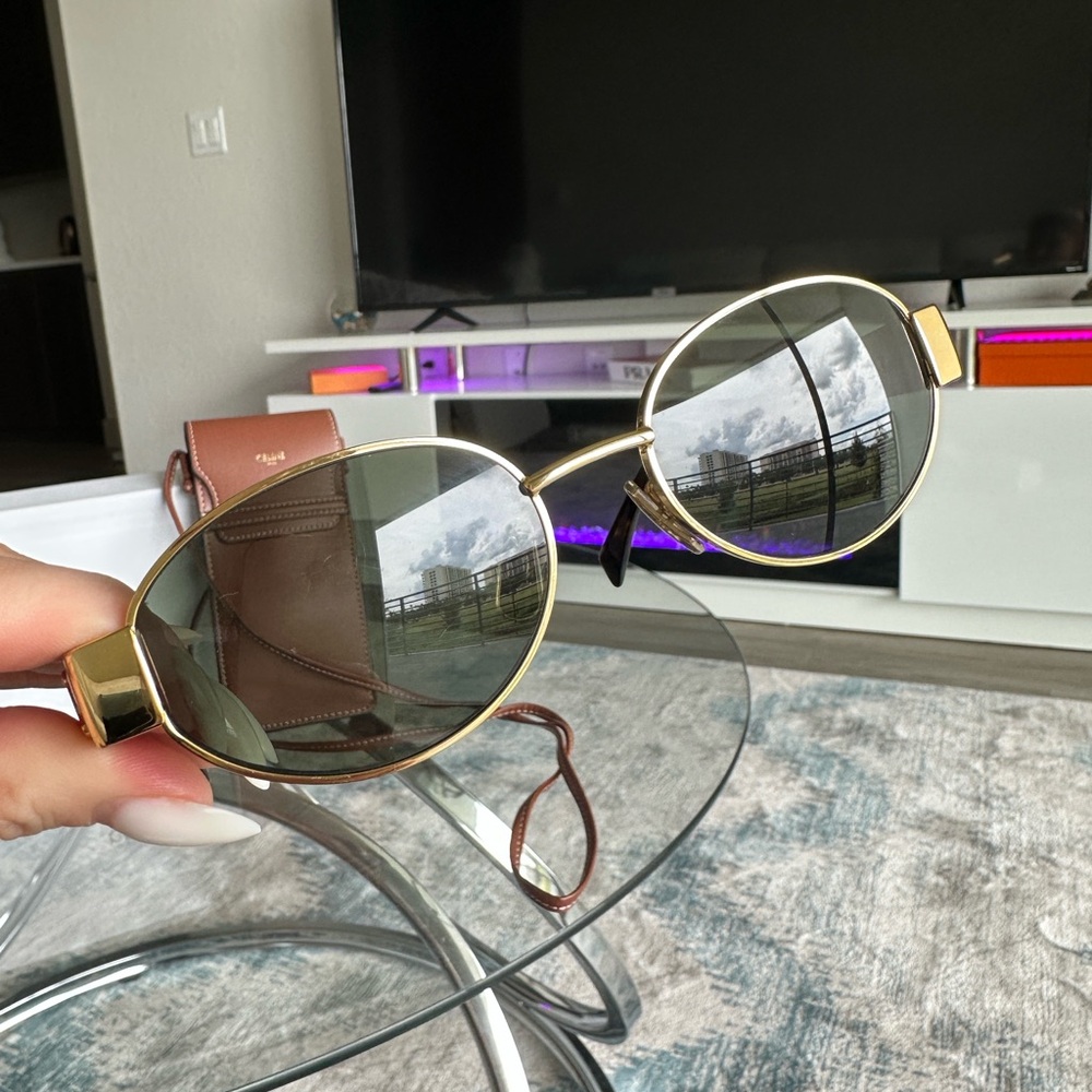 Celine Black and Gold Oval Sunglasses - Picture 12 of 15